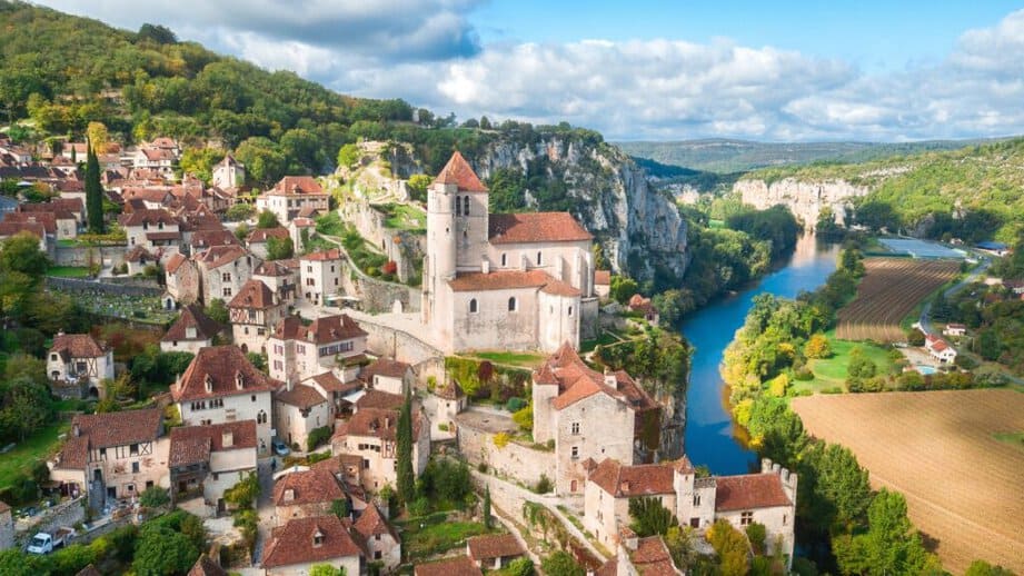 Aerial view of Saint Cirq Lapopie