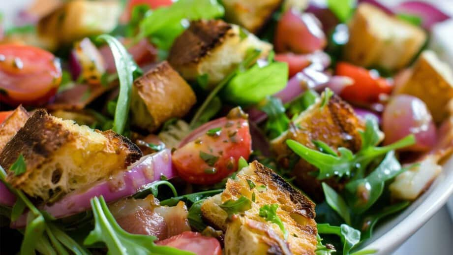 panzanella bread salad with fresh tomatoes