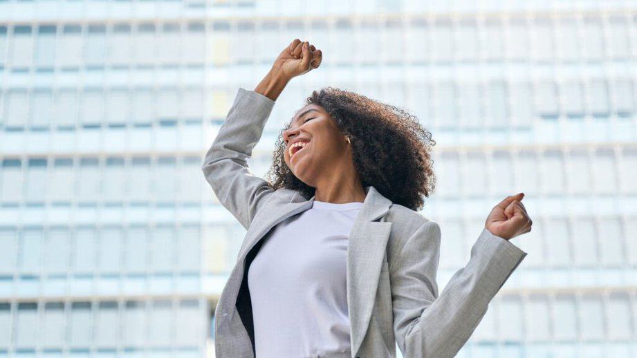 Happy woman celebrating success