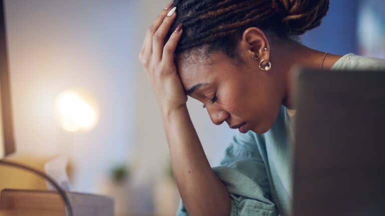 stressed woman at work